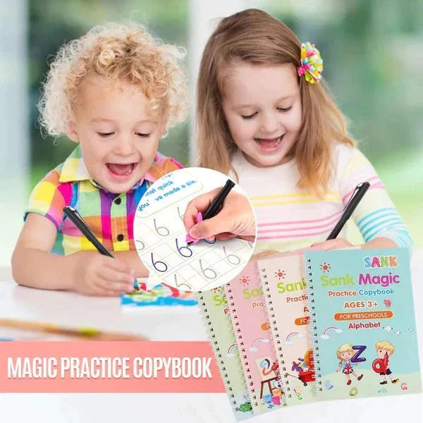 Kids' Magic Practice Book: 4 Books, 1 Pen, 1 Grip, and 8 Refills