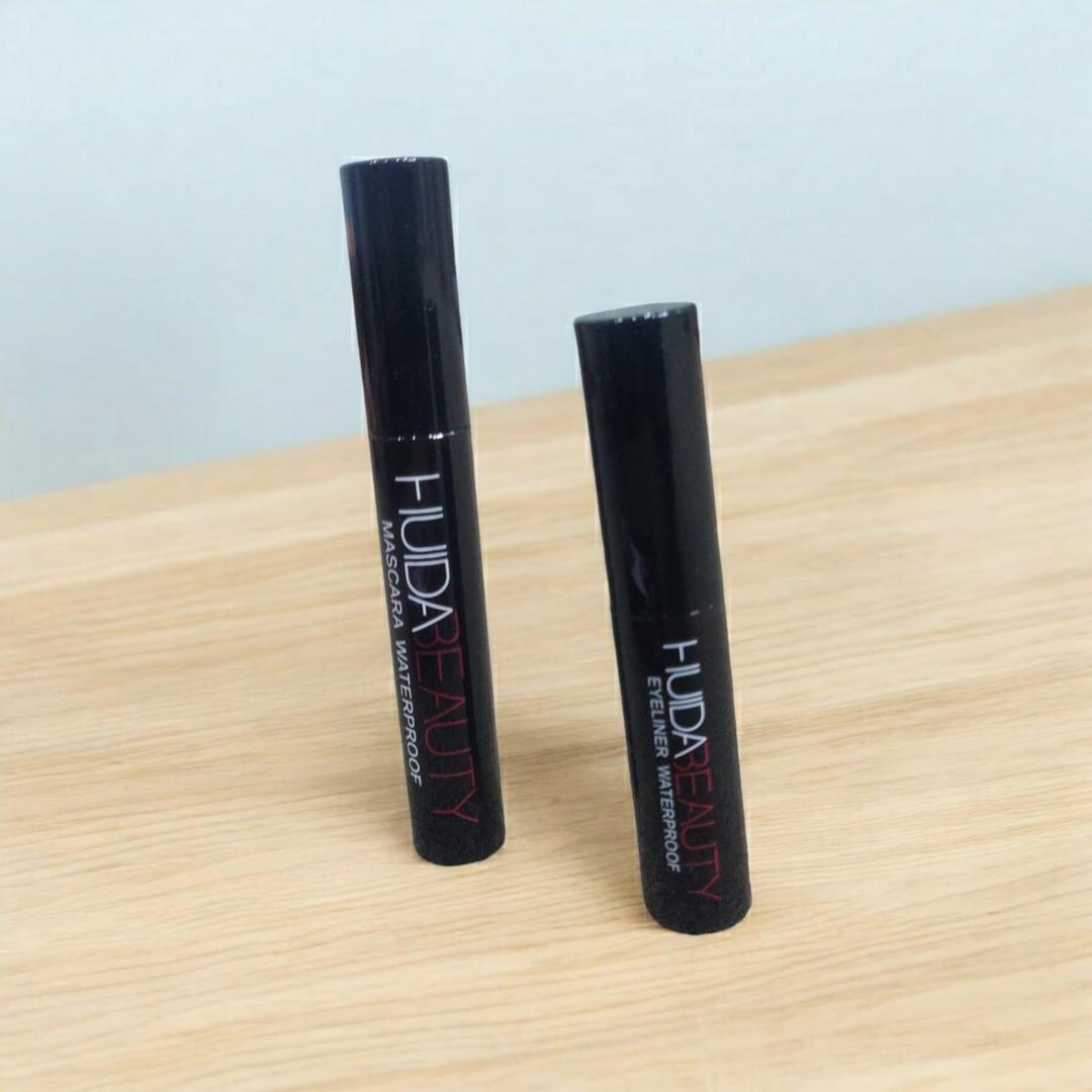 2 Pcs Waterproof Smudge Proof Mascara-Eyeliner Set - Bold Black Color